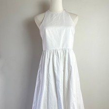 NWT Zara White Maxi Dress Medium Backless Halter Resort Vacation Elevated Basic