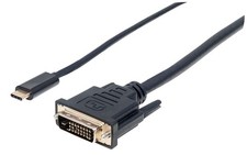 Image of Manhattan USB-C to DVI-D Cable, 1080p@60Hz, 2m, Male to Female, Black, Compatibl