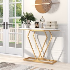 Contemporary Console Table Faux Marble Narrow Entryway Hallway Table Accent