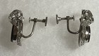VTG AM LEE STERLING SILVER BLACK STONE FILIGREE SCREW BACK EARRINGS #O1 — photo 10