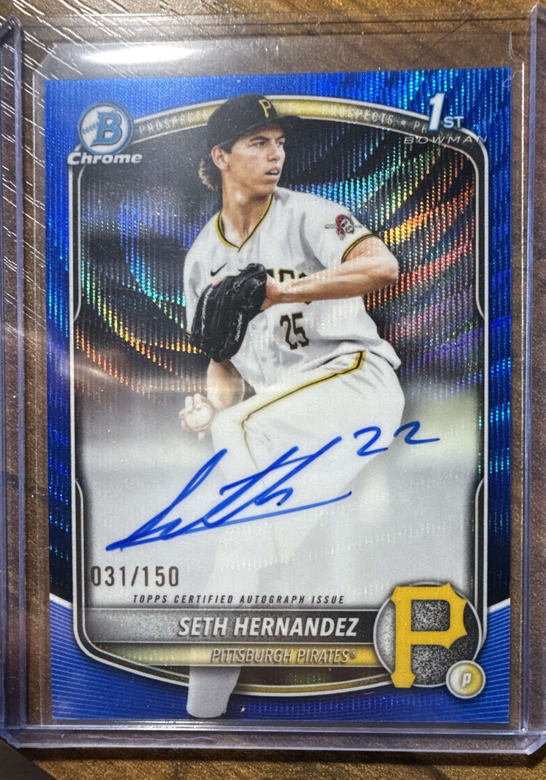 2025 Bowman Draft - Chrome Auto Seth Hernandez #CPA-SH Blue Wave Refractor /150 