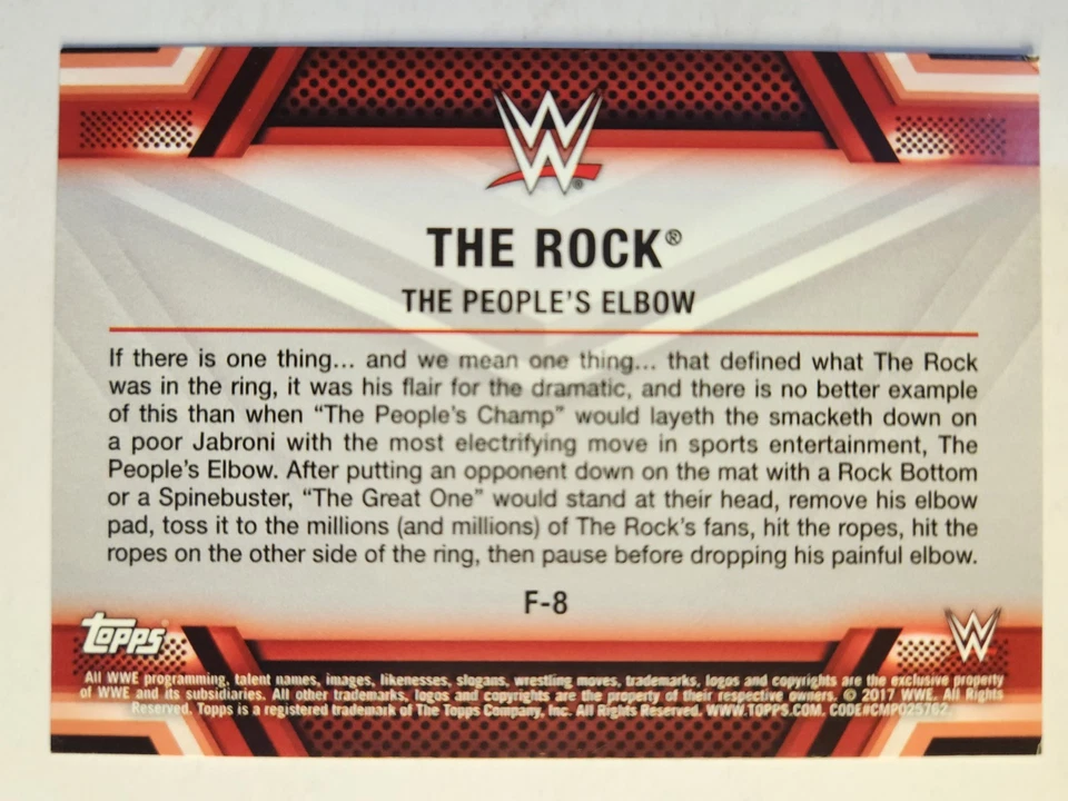 2017 Topps WWE Then Now Forever #F-8 THE ROCK FINISHERS & SIGNATURE MOVES - Image 2 of 2