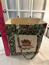 Longaberger Fabric Tote Bag Christmas Holly E-21