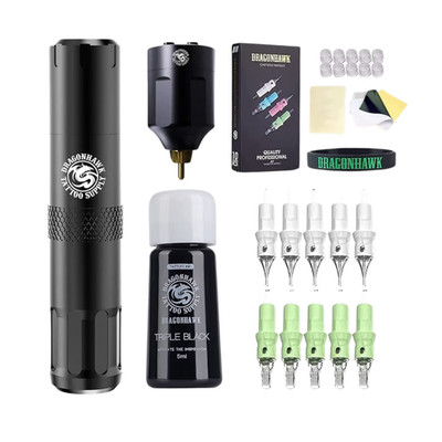 Dragonhawk S6 Tattoo Pen Kit w/ Rotary Machine & Needle Cartridges SEALED