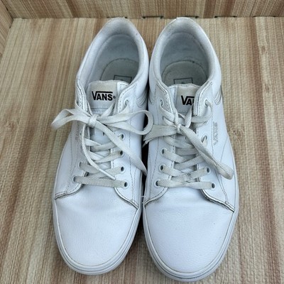 VANS Off the Wall White Leather Lace Up Low Top Sneakers Shoe Mens Size 10