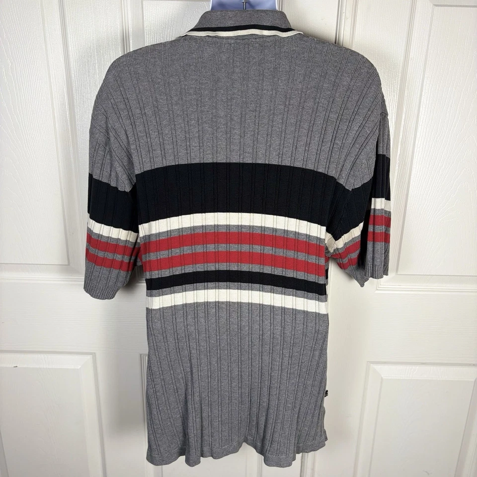 Phat Farm Polo Shirt Mens Size XL Gray Ribbed Striped Vintage Cotton 92 - Image 2 of 4