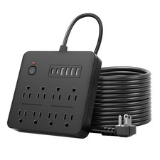 6 FT Flat Plug Surge Protector Power Strip,8 Multiple AC Outlets with 6 USB P...