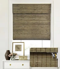 LazBlinds No Tools No Drill Bamboo Roman Shade Roll Up 30”x64” Driftwood