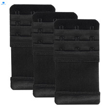 Women's Bra Extender 3 Hook Multi-size, Black, 3 3/4 Inch Spacing