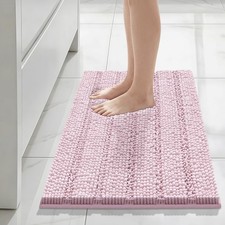Bcoimo 30" 20" Chenille Bath Mat 1'8" x 2'6" Rectangular , Light Pink