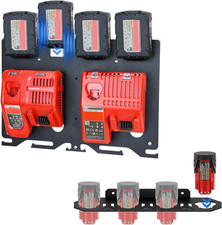 Dual Wall Mount Holder for Milwaukee Batteries, Chargers  Drills