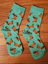 Lot Of 2 Dachshund Doxie breed Hot Dog Novelty ladies socks Free Ship
