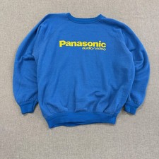 Vintage Technics Panasonic Sweatshirt Mens Medium Blue Fleece Hi-Fi Audio Video