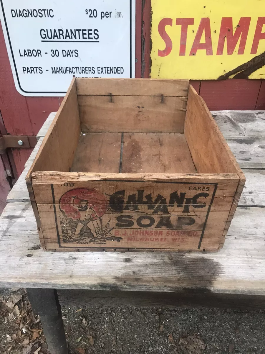 Galvanic Soap Box Crate Antique Rare Country Rustic Primitive Milwaukee WI 20