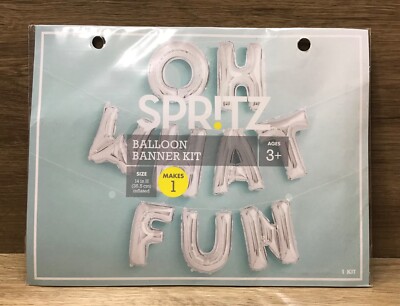 Oh What Fun  Balloon Banner Kit 9 Foil Balloons Makes 1 Banner Spritz Silver