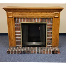 fireplace candelabra mantle electric CASE ONLY oak wood faux brick LARGE SIZE