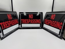 NEW Set Of 3 Hillman No Trespassing Signs Red/Black ALuminum 10" x 14" 840125