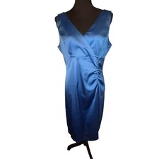 Donna Ricco women’s size 14 Double VSleeveless Couture Ruched Side Y2K Dress￼