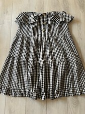 ASOS 100% Cotton Black White Gingham Ruffle Fit & Flare Off Shoulder Dress Sz 14