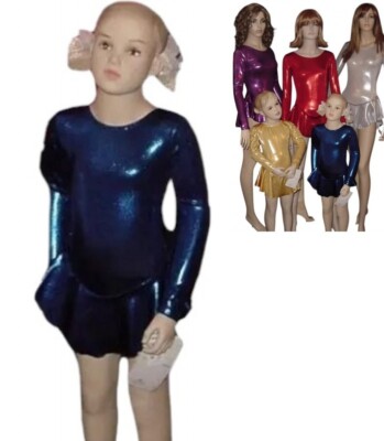 Motionwear Blue Ice Figure Skating Dress Child S Shine On Foil Dance Costume New