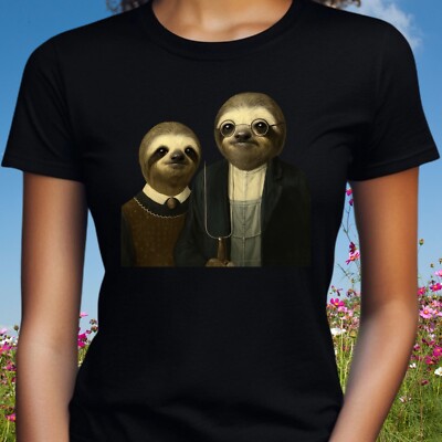 Frauen T-Shirt Gothic Faultier Motiv Baumwolle Größe S bis 3XL
