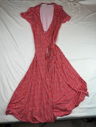 Boden Antonia Wrap Dress Womens Size 4R Red White… - image 1