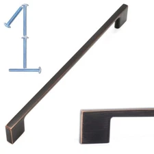 Wide Foot Cabinet Bar Pull - Oil Rubbed Bronze Modern Solid Handle 8.8 Inch/2...