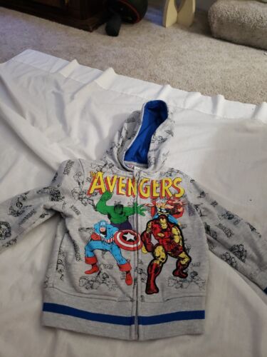Marvel Avengers Toddler Boy Gray Hooded Jacket 3T Full Zip In VGC  - 第 1/7 張圖片