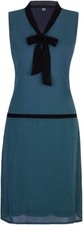 Womens 1920s Midi Flapper Dress V Neck Bow Roaring 20s Great Gatsby Dress