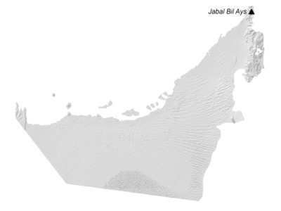 United Arab Emirates UAE Elevation Map POSTER PICTURE PHOTO PRINT BANNER 13942