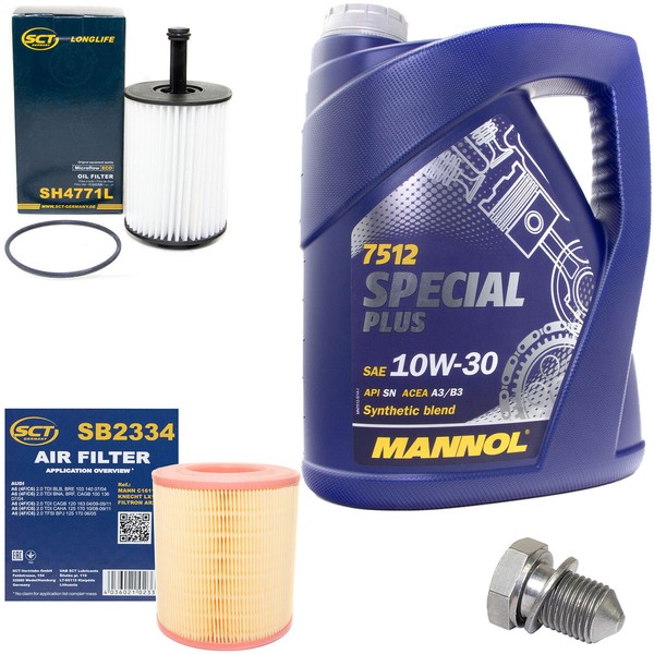 MotoröL Filter Set 10W30 5 Liter + ÖLablassschraube FüR Audi A6 Avant 2.0 TDI 4F-image