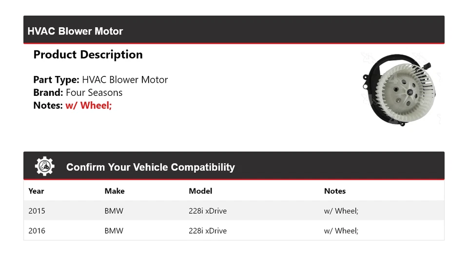 Motor soplador de climatización para BMW 228i xDrive 2015-2016 4 estaciones Foto 2 de 4