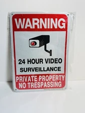 2-Pack Private Property No Trespassing Sign, 24hr Video Surveillance