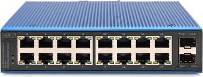 Digitus DN-651138 Industrial Railmount Gigabit Switch, 16x RJ-45, 2x SFP