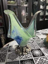 Jarrón de cristal de Murano y plata para frutas