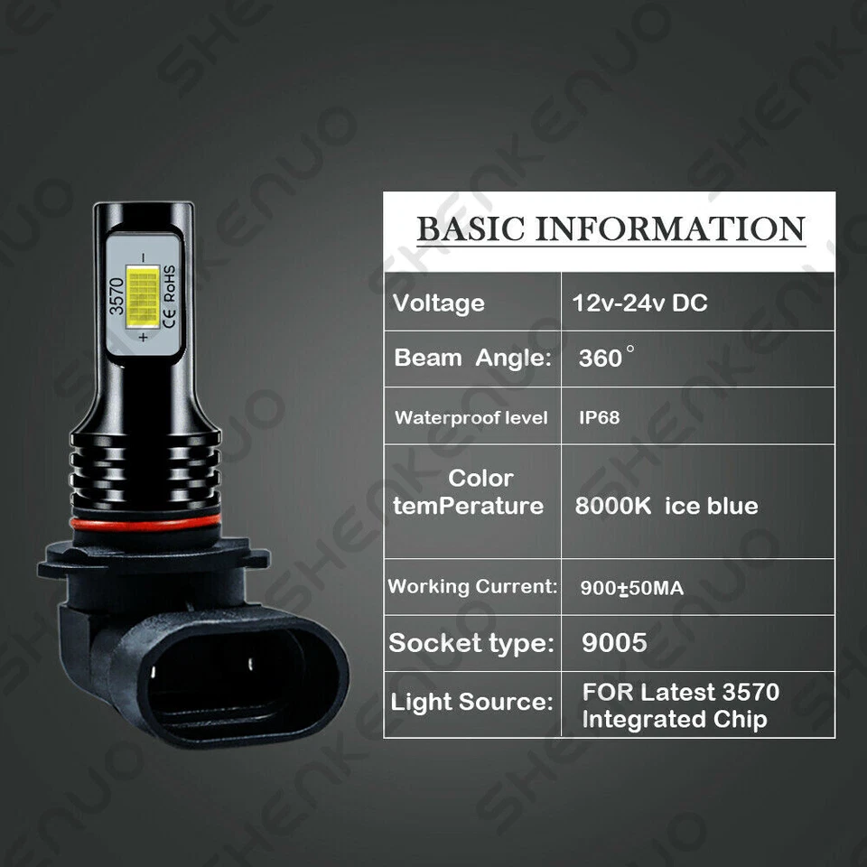 Para Lincoln Town Car 2003-2011 4X 9005 + H7 Bombilla Faro LED Luz Alta Baja HKB Foto 4 de 4