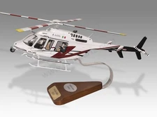 Bell 407 Jetlife Transparent Helicopters Solid Mahogany Wood Handcrafted Model