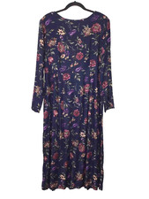 Talbots Womens Navy Blue Multicolor Floral Rayon Maxi Dress 50.5" Long Size 12