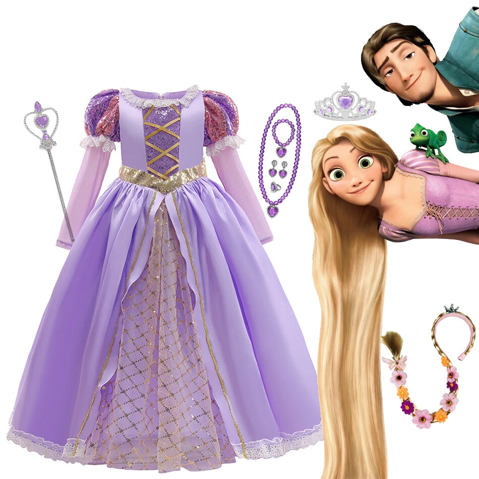 Rapunzel Princess Cosplay Dress Girl Disney Tangled Halloween