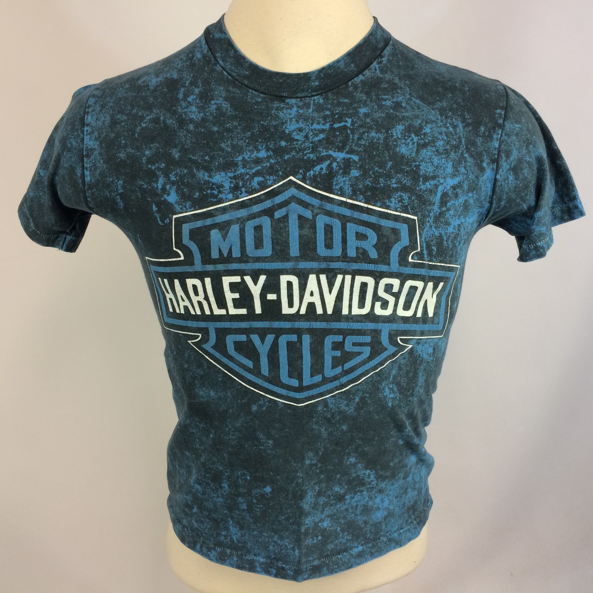 Vintage 80s 90s Acid Wash Tie Dye Harley Davidson Motorcycle T
