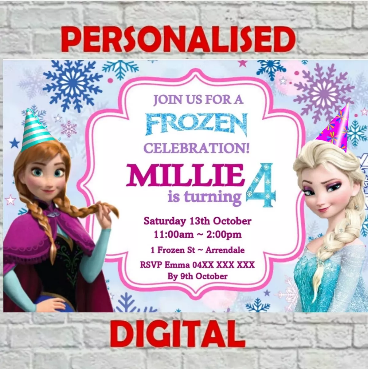 DISNEY FROZEN DIGITAL PRINTABLE BIRTHDAY PARTY INVITATION