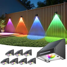 Solar Fence Lights Outdoor-Brighter Focused Lens 10 Light Modes for Patio Decor