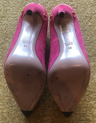 Pink Gucci Horsebit 388435 Adina Suede Pumps #12177-1 Size 38 | eBay