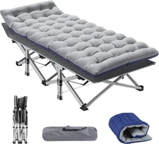 H&ZT 2-Layer Folding Camping Bed Military Cot Oxford Heavy Duty Sleeping Cots