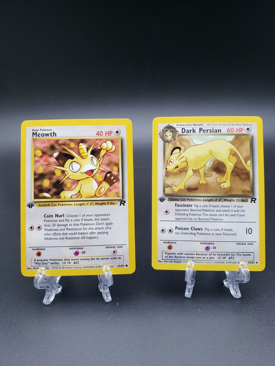 Pokemon TCG 1st Edition Meowth & Dark Persian Team Rocket Non-Holo