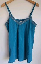 Stunning MONSOON Sequin Cami Top Size M Turquoise Silver Worn Once