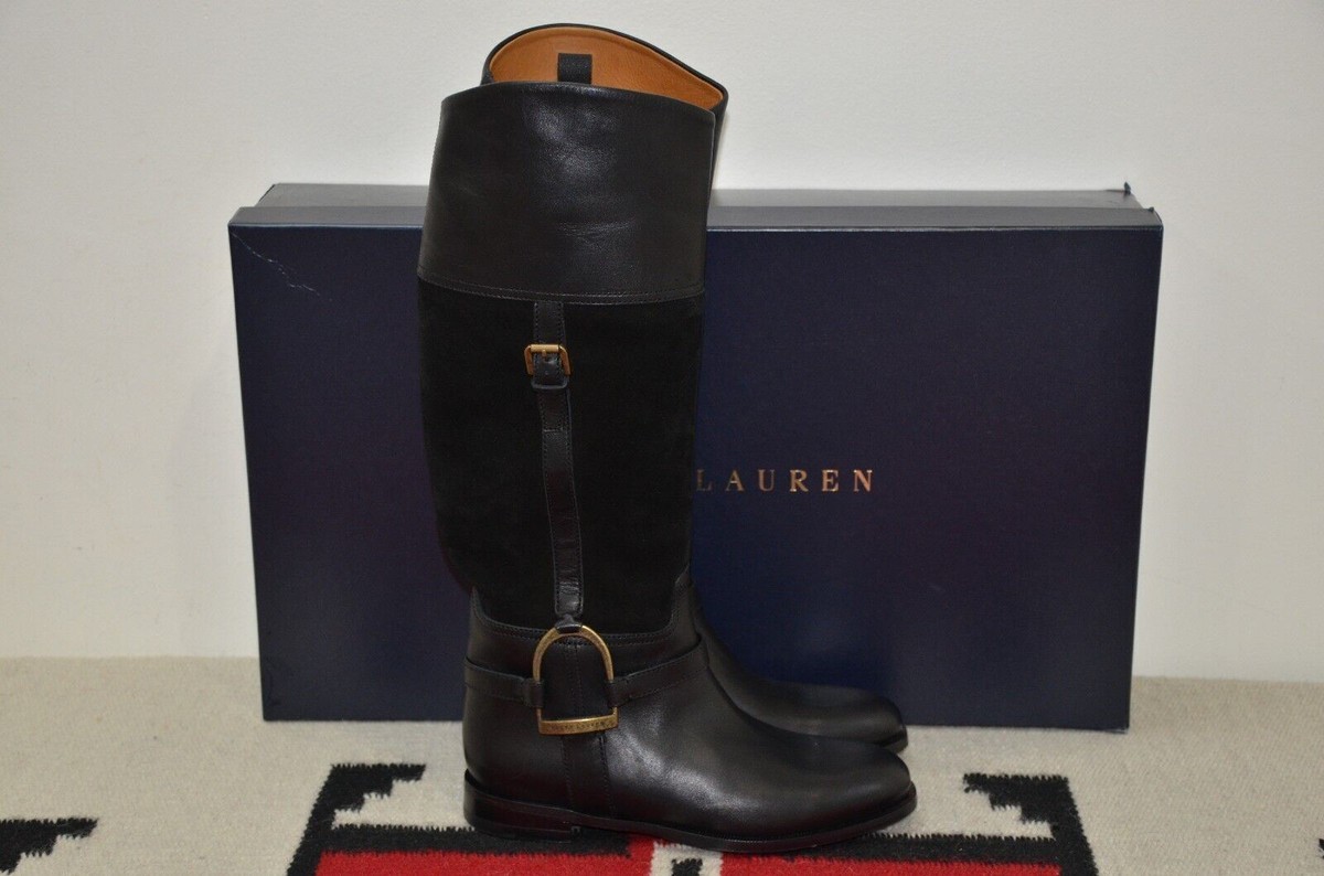 靴 Ralph Lauren Purple Label boots 7.5E Ralph Lauren Collection Purple Label Sadie Leather & Suede Riding