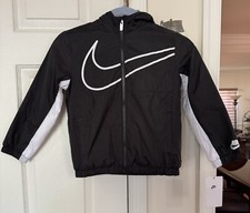New Nike Little Kids Full Zip Flees Lined Woven Jacket Black Size 6M 86J331-023