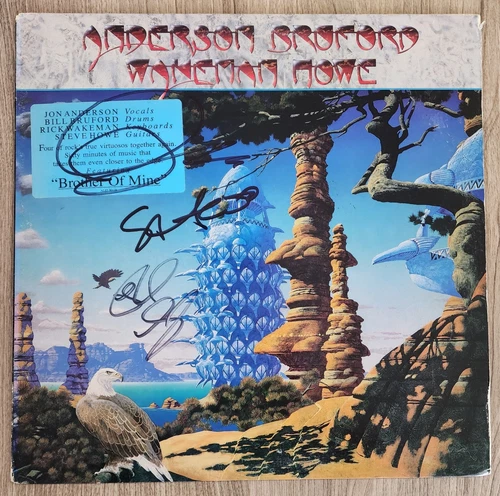 Jon Anderson Rick Wakeman Steve Howe Band Signed Vinyl Record LP Bruford RAD