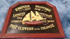 Clipper Ship Hand Carved Wall Décor 1798 Ad Art  London to Cape Town Colonies
